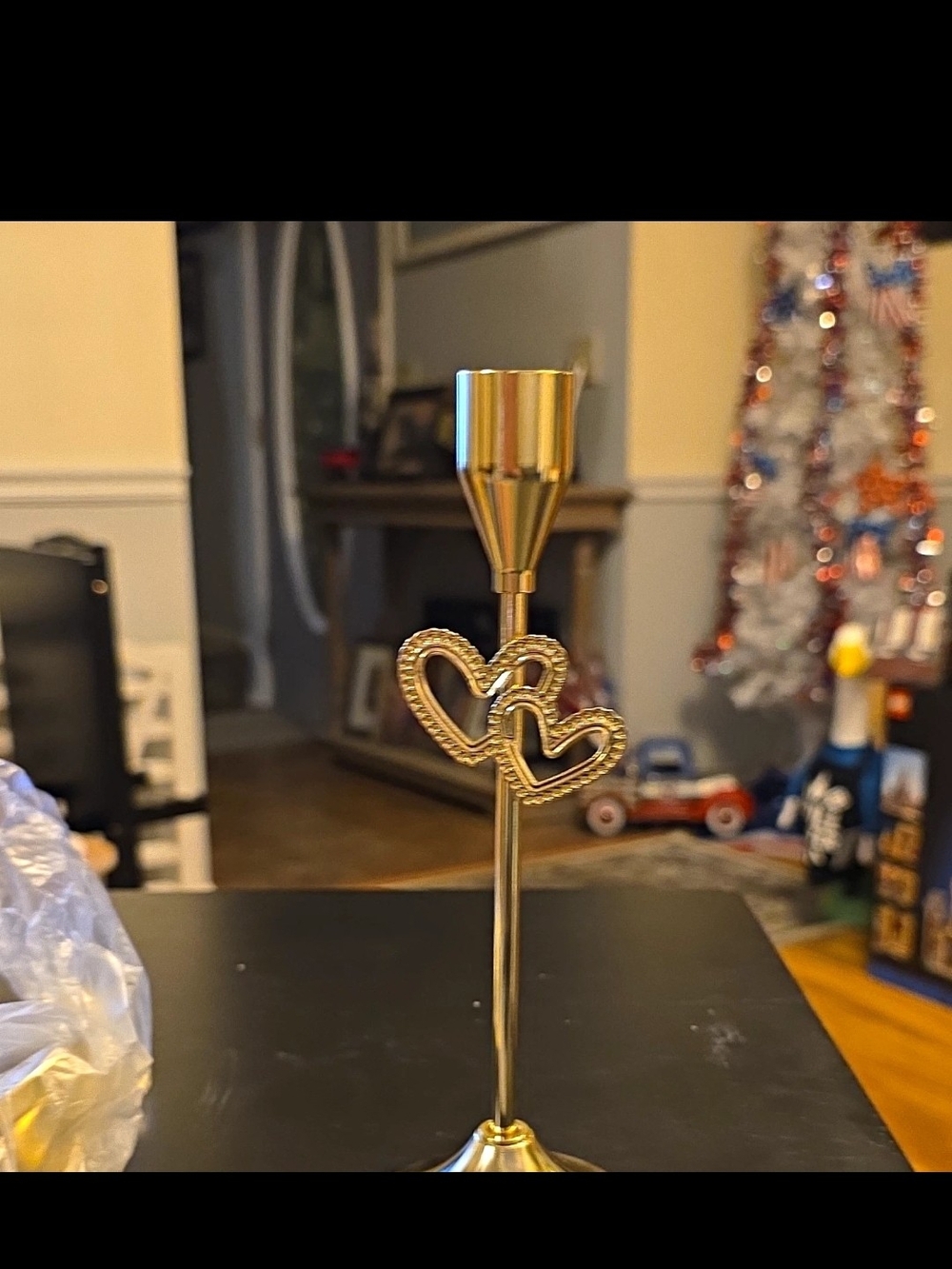 Gold Double Heart Decorative Candle Holder. Set Of 3